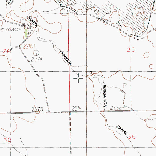 Topographic Map of 35N56E25AC__12 Well, MT