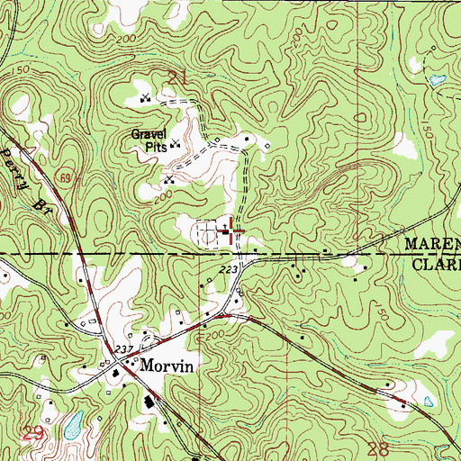 Topographic Map of Morris Springs Church, AL