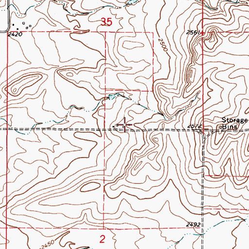 Topographic Map of 36N48E35DCCD01 Well, MT