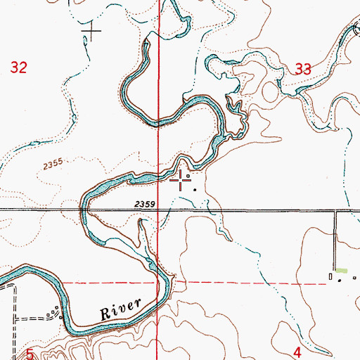 Topographic Map of 36N48E33CCCA01 Well, MT