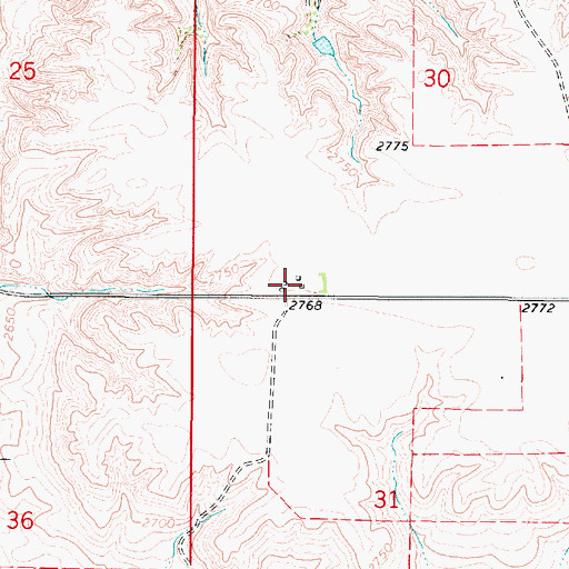 Topographic Map of 36N49E30CCDD01 Well, MT
