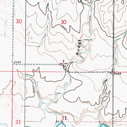 Topographic Map of 36N47E30DCCB01 Well, MT