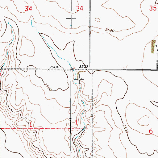 Topographic Map of 36N47E01AAAC01 Well, MT