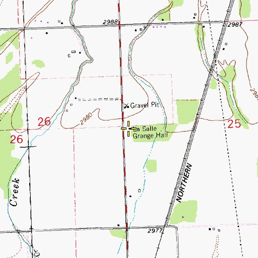 Topographic Map of La Salle Grange Hall, MT