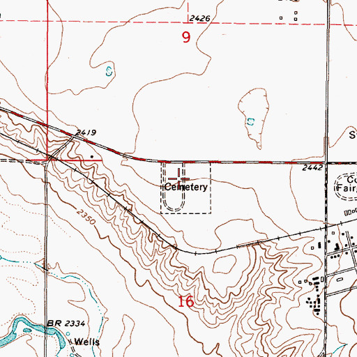 Topographic Map of Scobey Cemetery, MT
