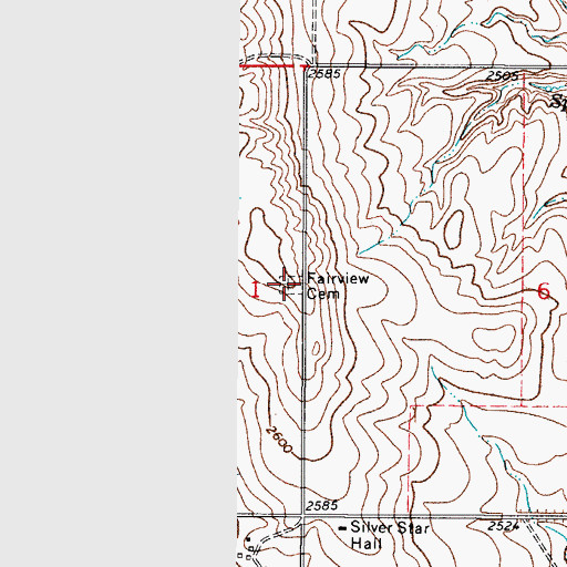 Topographic Map of Fairview Cemetery, MT