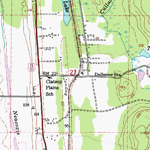 Topographic Map of Dellmoor Station, OR