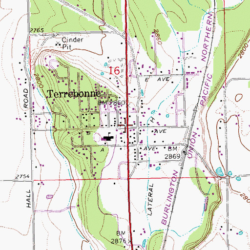 Topographic Map of Terrebonne, OR