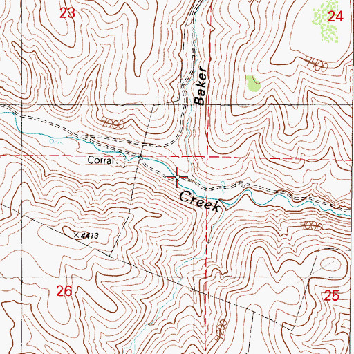 Topographic Map of Baker City Canyon, OR