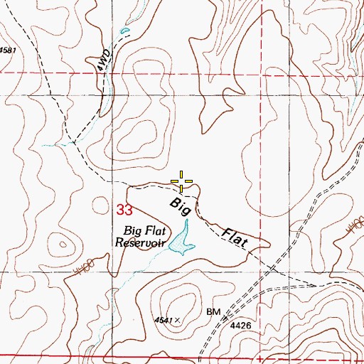 Topographic Map of Big Flat, OR