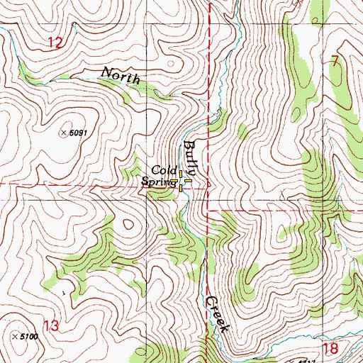 Topographic Map of Cold Spring, OR