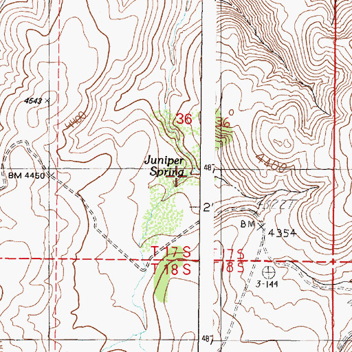 Topographic Map of Juniper Spring, OR