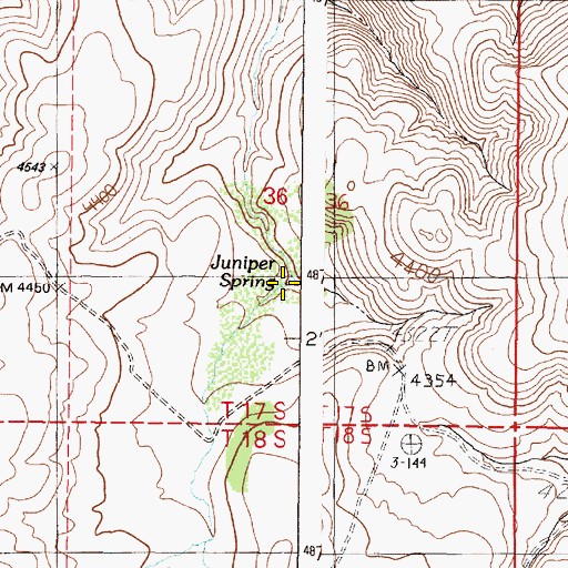 Topographic Map of Juniper Spring, OR