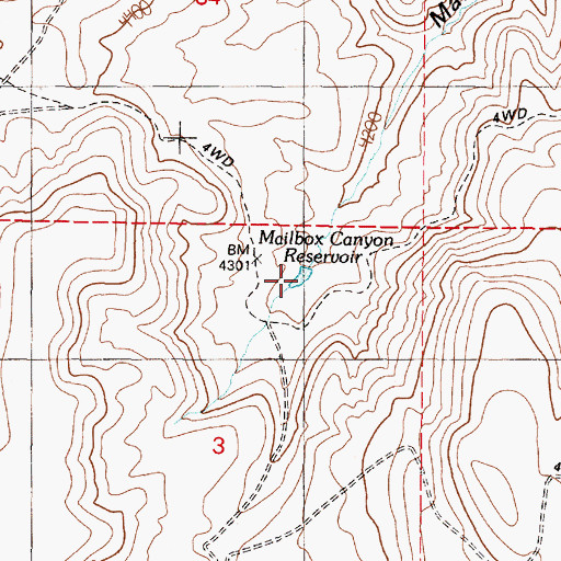 Topographic Map of Mailbox Canyon Reservoir, OR