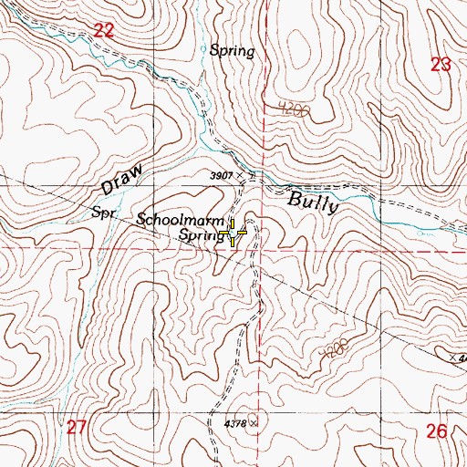 Topographic Map of Schoolmarm Spring, OR