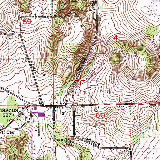 Topographic Map of Damascus Heights, OR