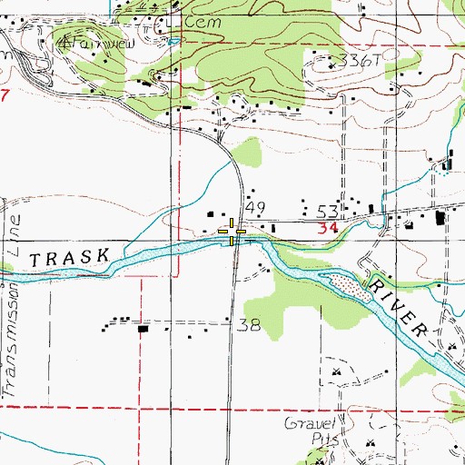 Topographic Map of Johnson Bridge, OR