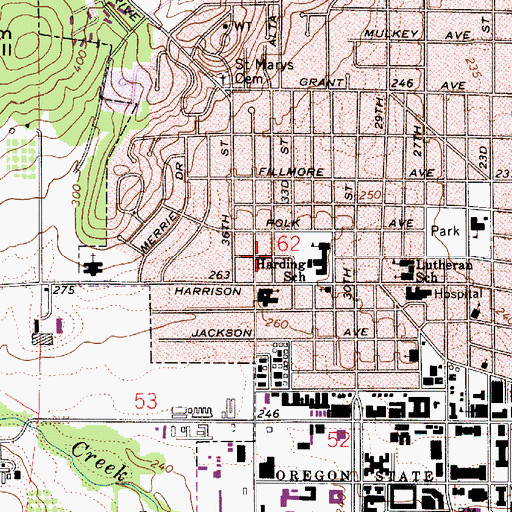Topographic Map of Arnold City Park, OR