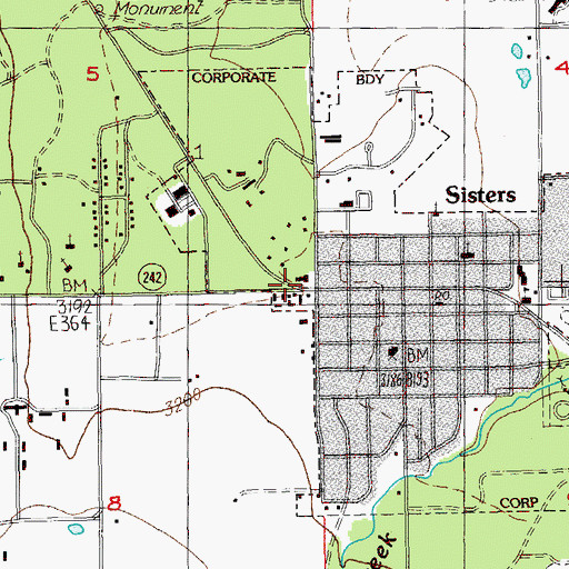 Topographic Map of Deschutes National Forest Sisters Ranger District, OR