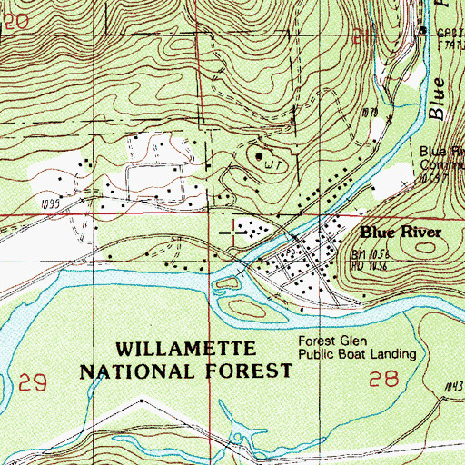 Topographic Map of Blue River Ranger Station (historical), OR