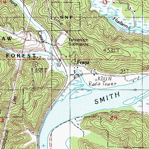 Topographic Map of Jack Franz Bridge, OR