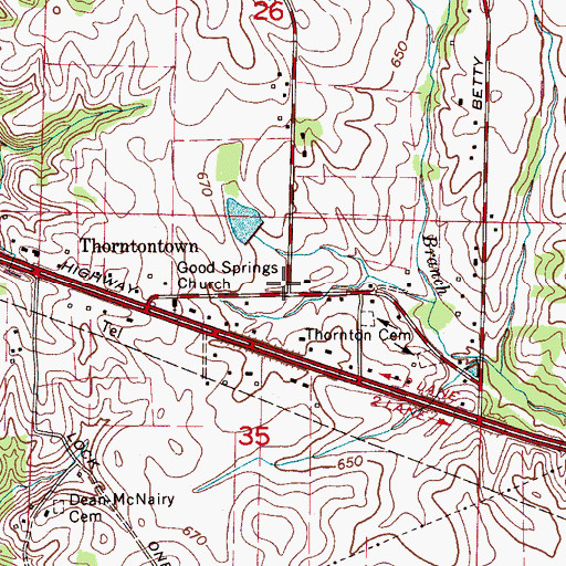Topographic Map of Rogersville Church, AL