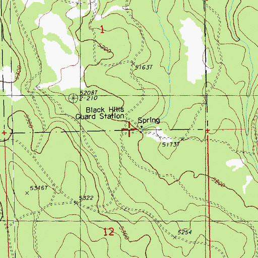 Topographic Map of Black Hills Guard Station Spring, OR