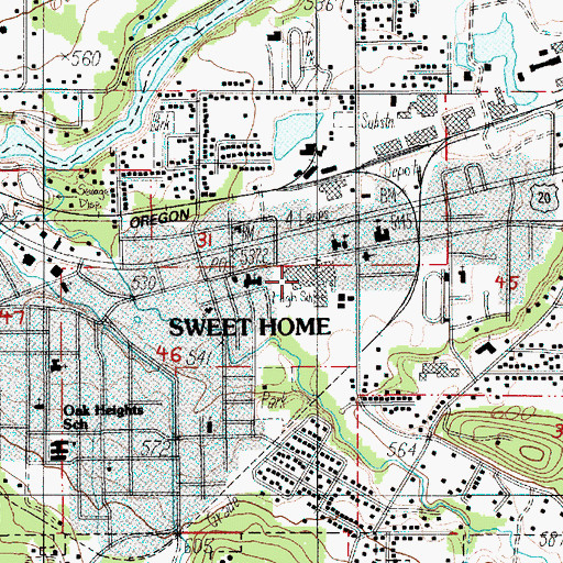 Topographic Map of Sweet Home High School, OR