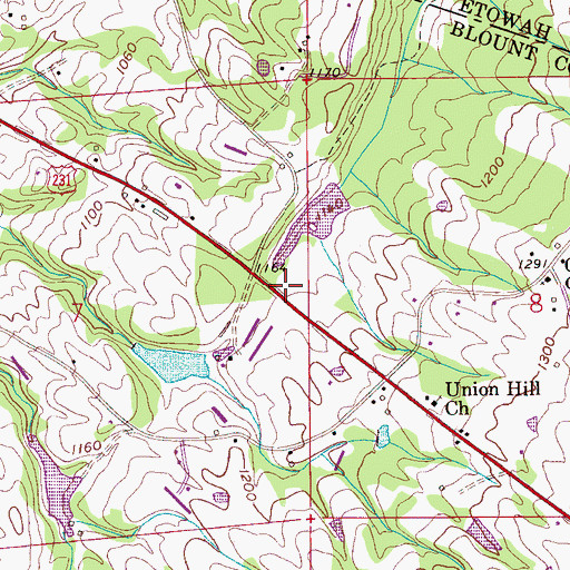 Topographic Map of Straight Mountain Church, AL