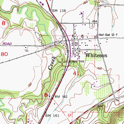 Topographic Map of Whiteson Dip Bridge, OR