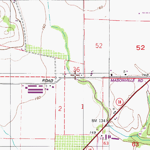 Topographic Map of Masonville Community Hall, OR