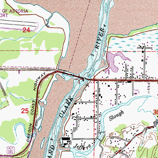 Topographic Map of Lewis and Clark River Bridge, OR