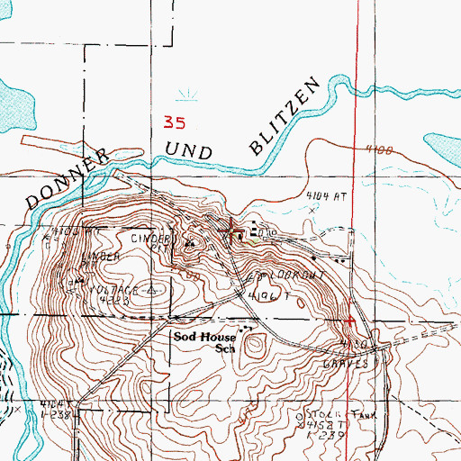 Topographic Map of Headquarters Malheur National Wildlife Refuge, OR