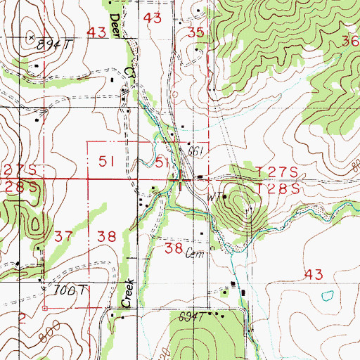 Topographic Map of South Deer Creek Grange, OR