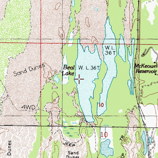 Topographic Map of Beale Lake, OR