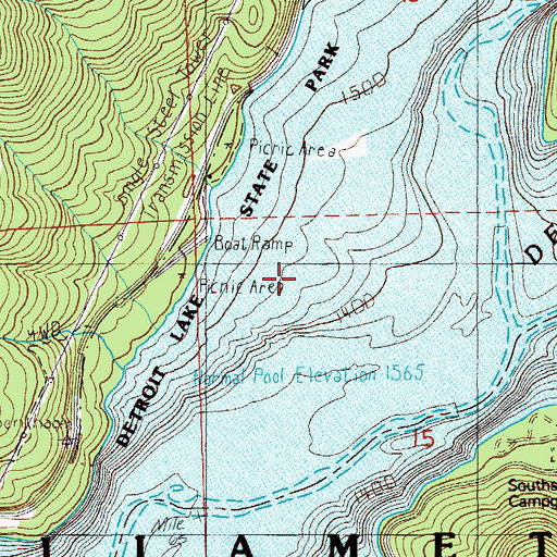 Topographic Map of Detroit Lake, OR