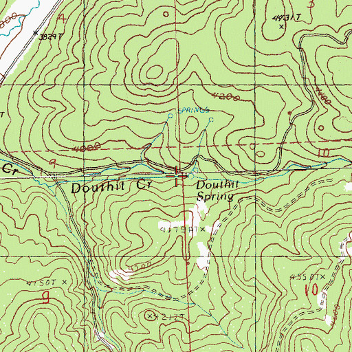 Topographic Map of Douthit Springs, OR