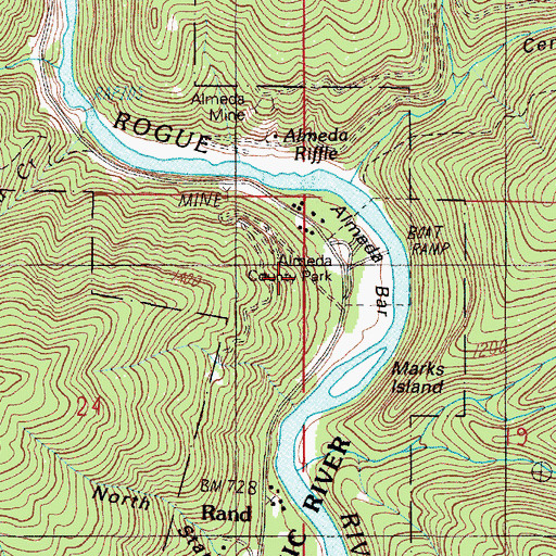 Topographic Map of Almeda County Park, OR