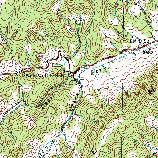 Topographic Map of Pete Creek, TN