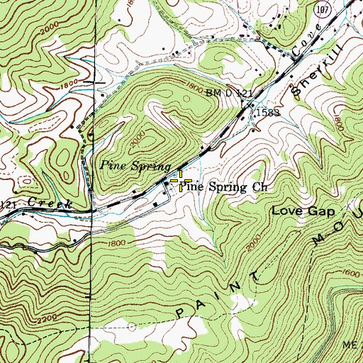 Topographic Map of Pine Spring, TN