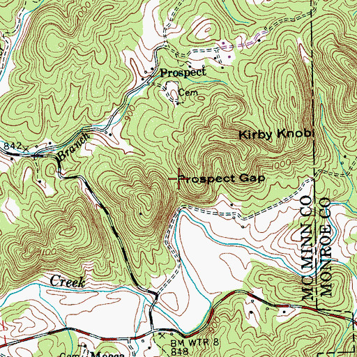 Topographic Map of Prospect Gap, TN