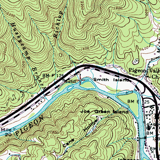 Topographic Map of Richtop Branch, TN