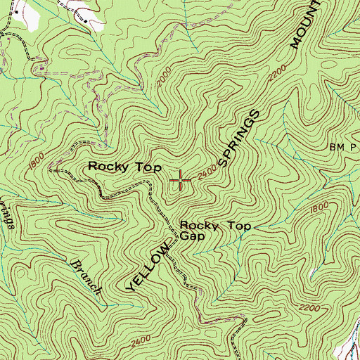 Topographic Map of Rocky Top, TN