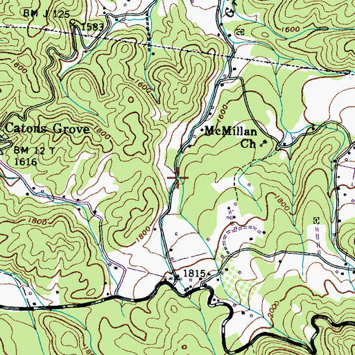 Topographic Map of Rowdy Creek, TN