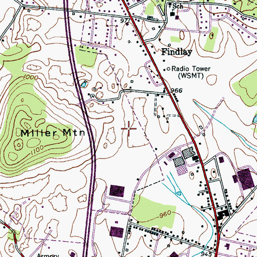 Topographic Map of WSMT-AM (Sparta), TN