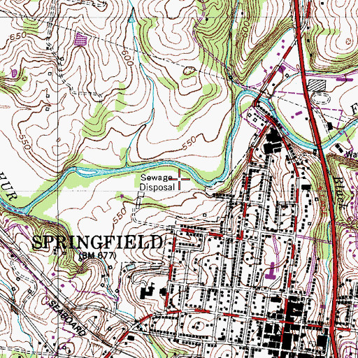 Topographic Map of WSGI-AM (Springfield), TN