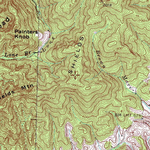 Topographic Map of WMYU-FM (Sevierville), TN