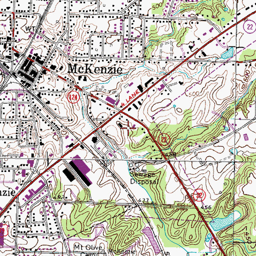 Topographic Map of WKTA-FM (McKenzie), TN