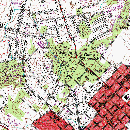 Topographic Map of Hillrise, TN