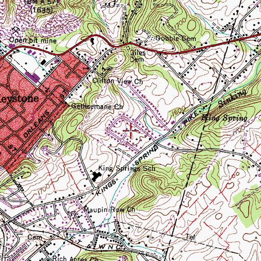 Topographic Map of Meadowview, TN